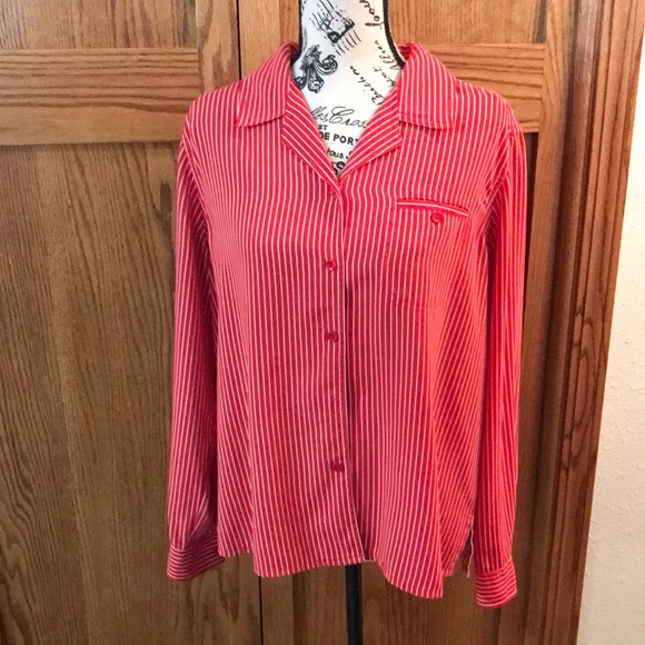 Laura Scott Women’s Size 14 Red and White Striped Blouse - Picture 1 of 4